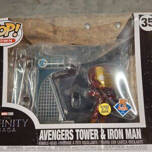 Funko Town Avengers Tower & Iron Man PX Exclusive Glow-In-The-Dark Bobble-Head